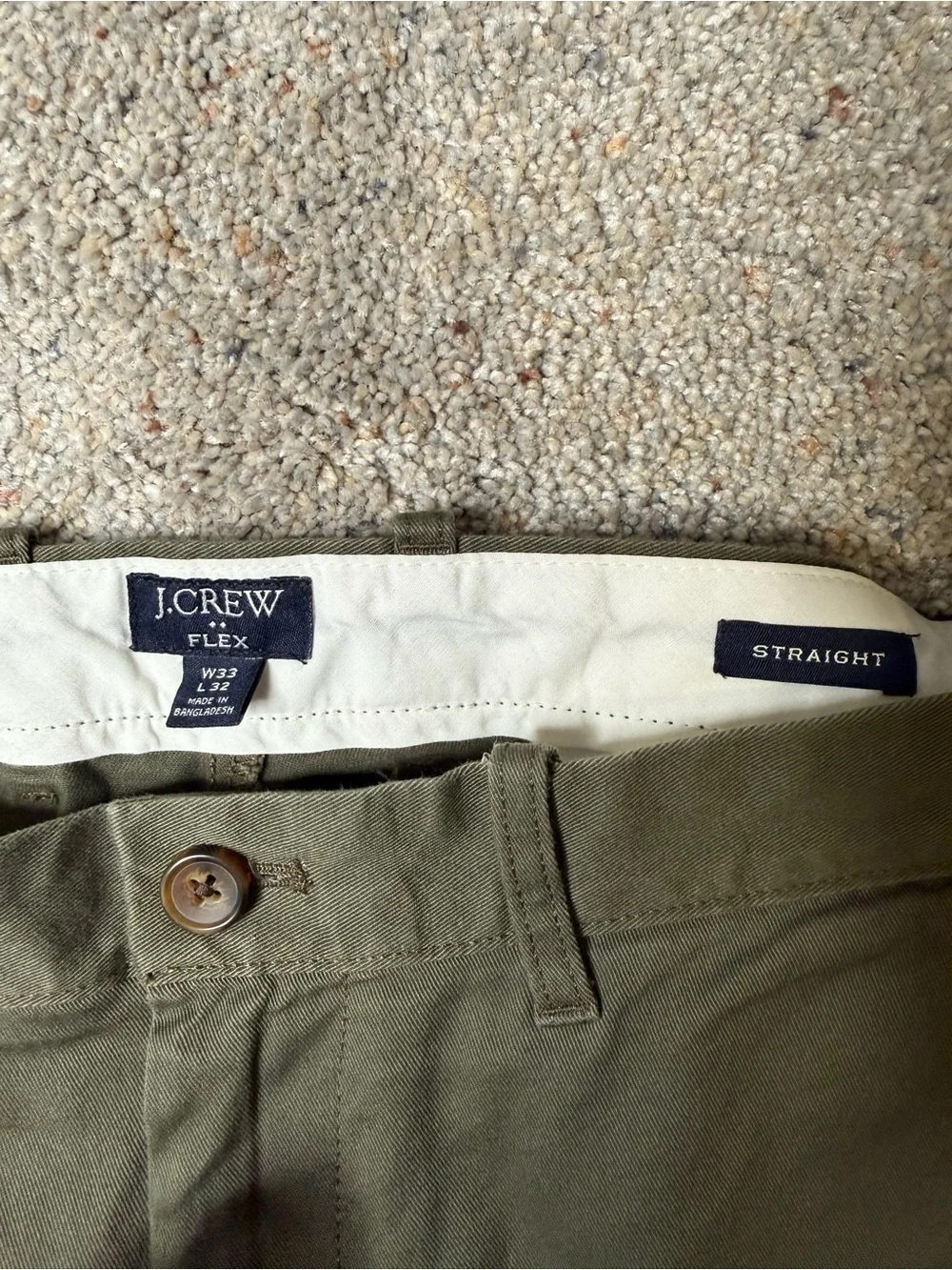 J. Crew Olive Men's Straight Chino Pants 33x32